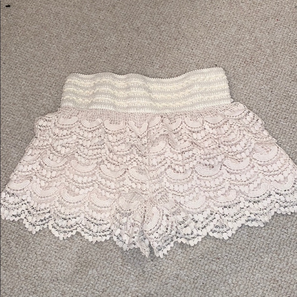 Cream Lacy Shorts